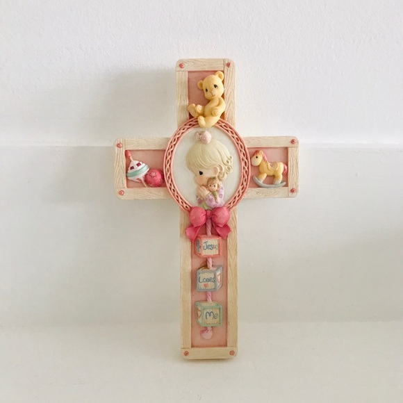Jesus loves me, girls cross precious moment